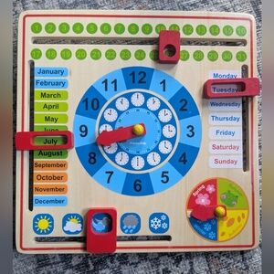Colorful Educational Wooden Calendar Clock